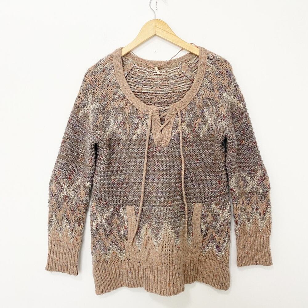 Free People Brown Thick Knit Wool Sweater Size Small